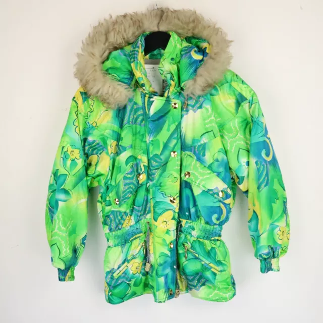 Vintage 90s Womens Ski jacket coat abstract design  SZ S- M (G1839)