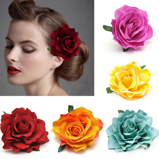 4X Tissu Rose Fleur Grande Pince À Cheveux Pince À Cheveux Corsage Mariage R