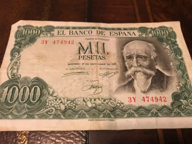 Spain 1971 (1974) 1000 Pesetas P154 - AU Bank of Spain Commemorative