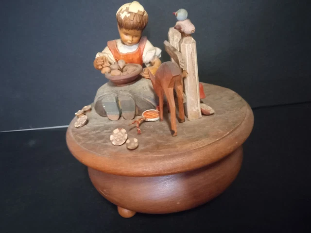 ANRI Thorens Wooden Music Box Thorens Swiss Movement Hi Lilli Hilo Works