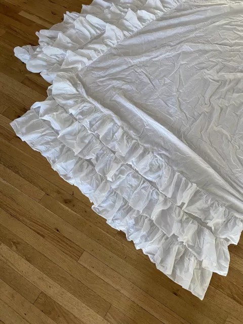 Pottery Barn Kids Full Queen White Ruffled Bedskirt 18” Drop 3 Tier Ruffle Skirt