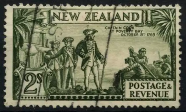 New Zealand 1936-42 SG#589, 2s Captain Cook, P13-14x13.5 Used #D70444