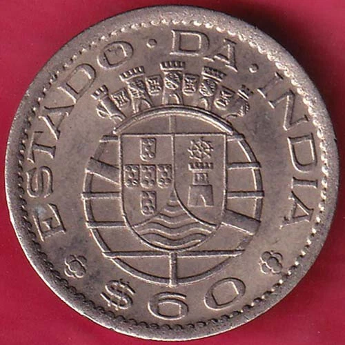 Portuguese India Goa 60 Centavos 1958 Rare Coin #Se15