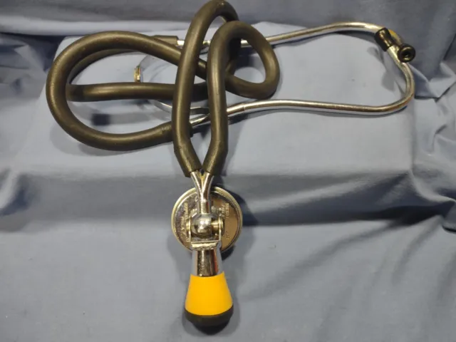 Vintage Rieger Bowles Pilling Sprague Stethoscope Antique Medical Yellow Bell