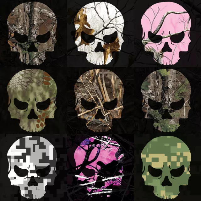 Skull Decal - Camouflage Pattern Vinyl Skull Sticker - Choose Pattern Size