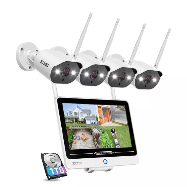 ZOSI 8CH 3MP Home Wireless Security Camera System 12.5" LCD Monitor 2K WiFi NVR 2