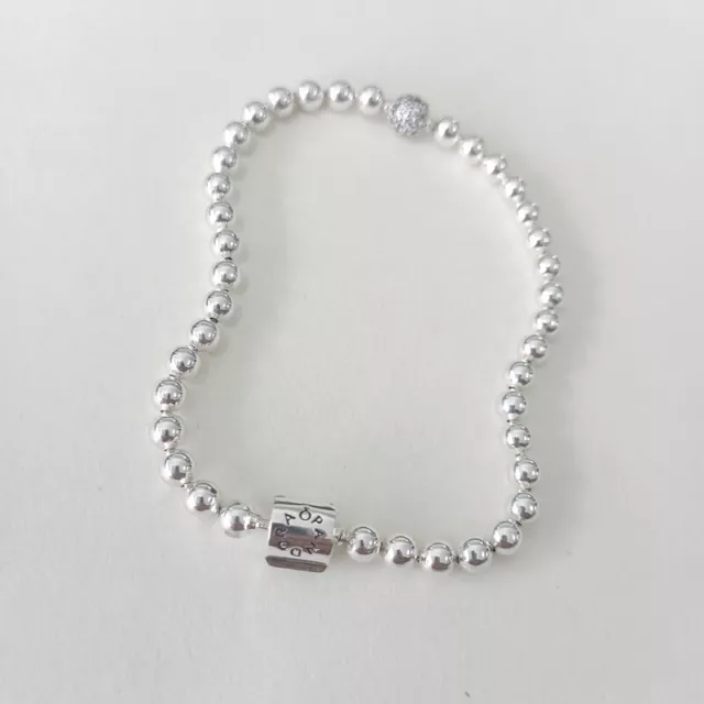 Pandora  S925 Silver Uk Various Size's Beads & Pave Bracelet Ale Sterling