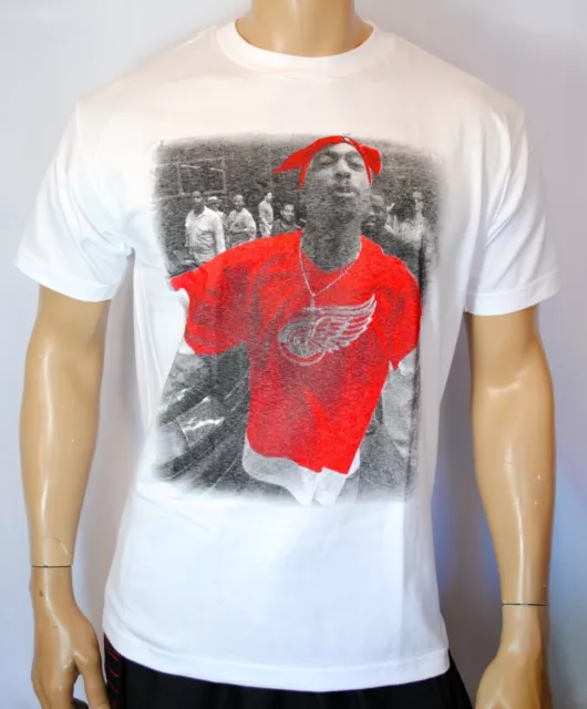 2pac T-shirt Tupac Shakur Red Wings T Shirt Rap Hip Hop Tee Sizes S - 2X
