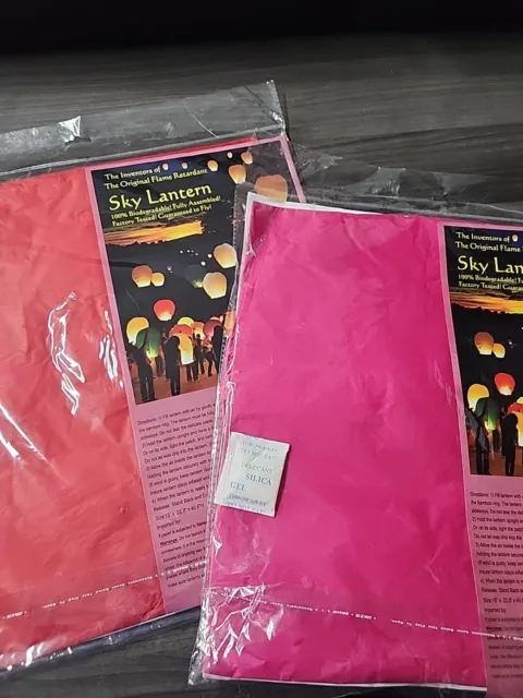 Original Sky Lanterns Qty 2 (one Red, one Pink)   Brand New!! Sealed