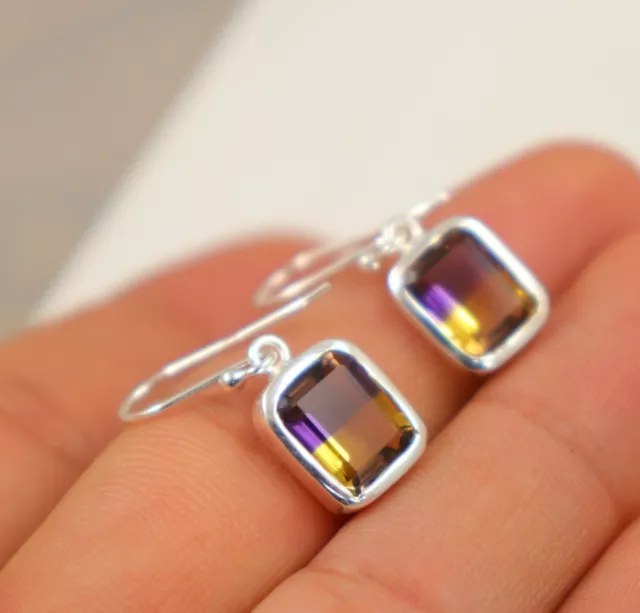 Ametrine Quartz Octagon Pretty Sterling Silver 92.5 Dangle Earrings 10x8 1 Pair