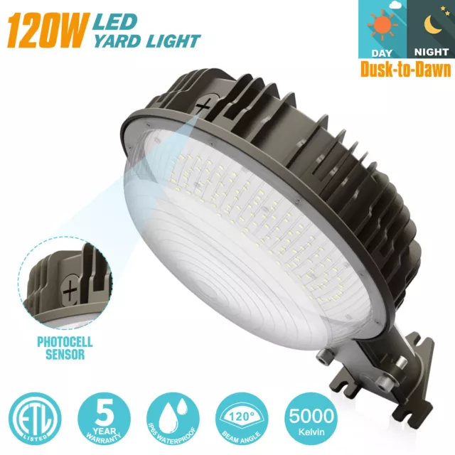 120W LED Yard Light Outdoor Street Parking Lot Lighting Lamp Dusk to Dawn 5000K