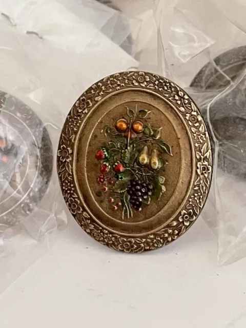 Notting Hill Brass Hardware Fruit Bouquet cabinet knob pulls hand tinted Lot (4)