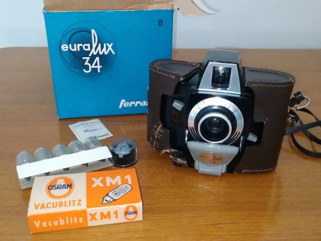 Macchina Fotografica  Ferrania Euralux 34 B Con Accessori E Scatola Originale