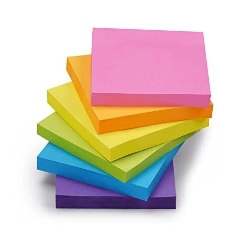 Sticky Notes Bulk 6 Pads Sticky Notes 3 X 3" 100 Sheets/Pad Assorted Bright