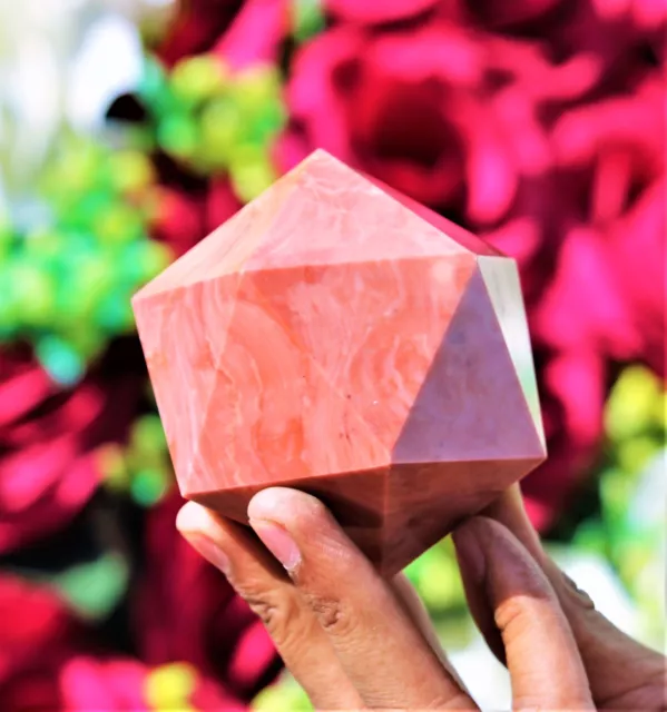 Huge 75MM Pink Bustamite Stone Aura Metaphysical Meditation Chakra Pentagonal