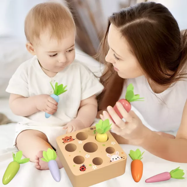 Montessori Toys for 1 2 3 Year Old Toddlers, Macron Carrot Harvest Game Woode... 3