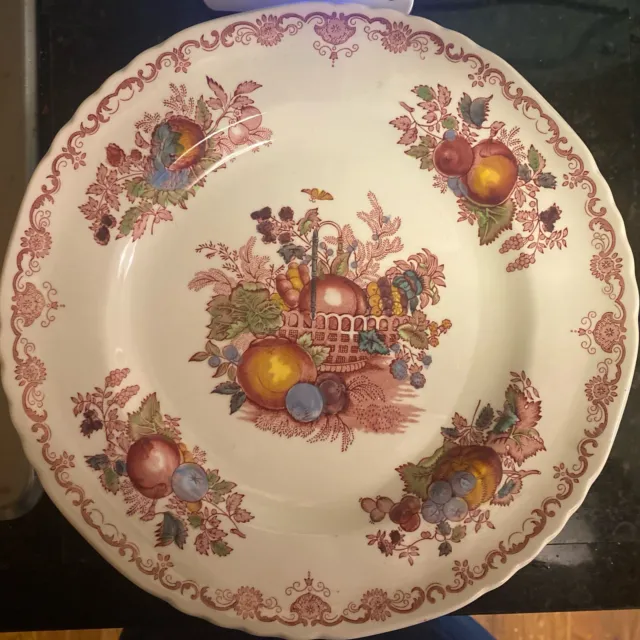 Pair Mason Vintage Dinner Plates From England "Fruit Basket”