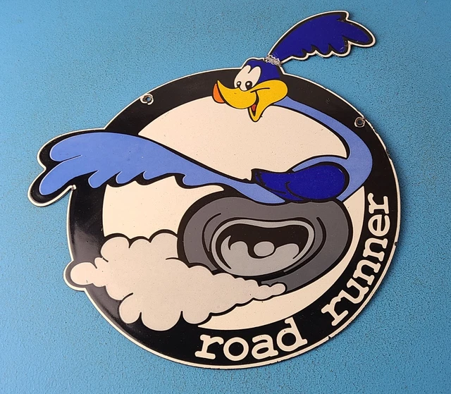 Vintage Road Runner Mopar Porcelain Gas Pump Plate Sales & Dealer Service Sign