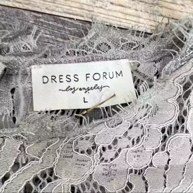 Dress Forum Gray 3/4 sleeve lace sheath cocktail dress size large L B98 2