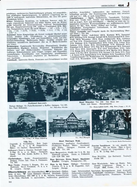 Oberhof mit 5 Hotels + Schleusingen + Schmalkalden 1938 orig Photoblatt Schwarza