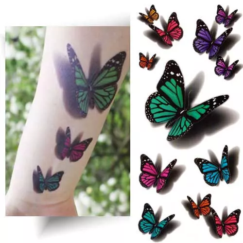 🌴 TATOUAGE TEMPORAIRE PAPILLON EFFET 3D - Provisoire | Illusion garantie 🌴