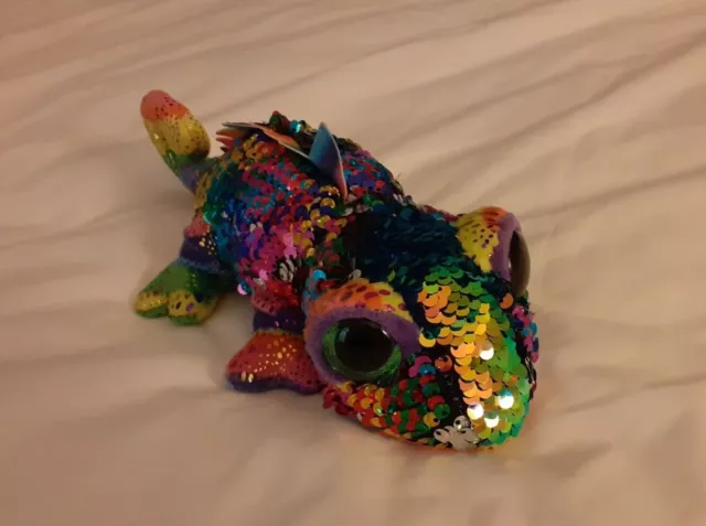 Ty Beanie Boo Karma Chameleon sequins,very rare collectible, very good condition