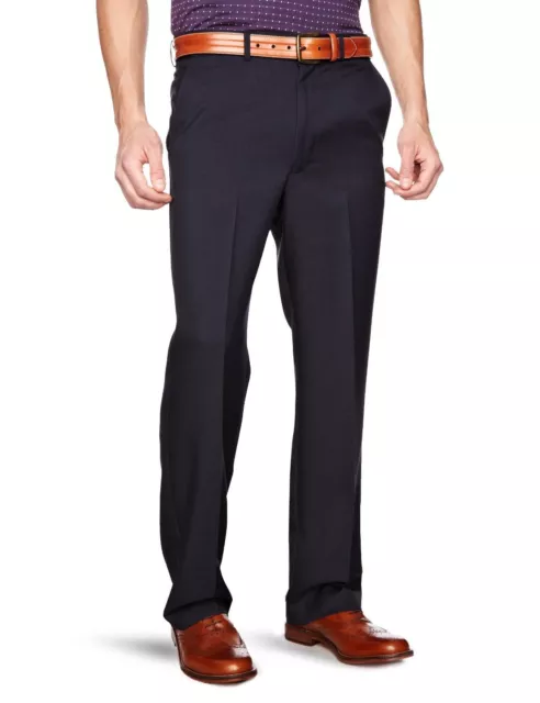 New Mens Farah Flexi Waist Stretch Straight Leg Trousers Black Blue Grey Brown