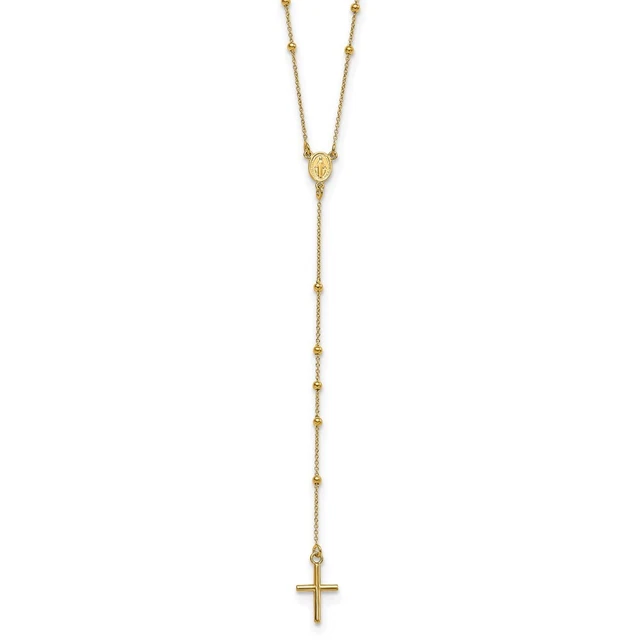 14K Yellow Gold Polished Rosary 24 inch Necklace For Women 2.24g 14K Yellow Gold Polished Rosary 24 inch Necklace For Women 2.24g