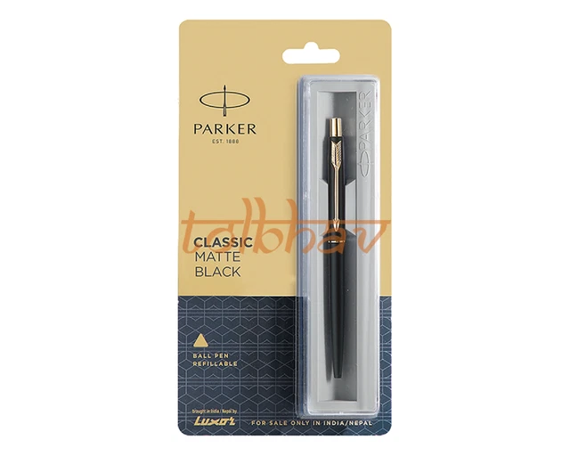 Stylo à bille Parker Vector noir mat GT bordure dorée RollerBall bleu fin neuf