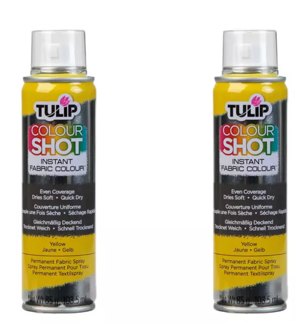 2x Tulip Colour Shot Fabric Spray Paint 3oz 103.5ml Neon Green 34297 ink dye