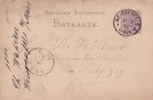 PK Dt.Reichspost , 1881 , Weissenfels