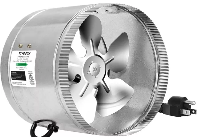 8 inch Inline Duct Fan 420 CFM, HVAC Exhaust Intake Fan, Low Noise