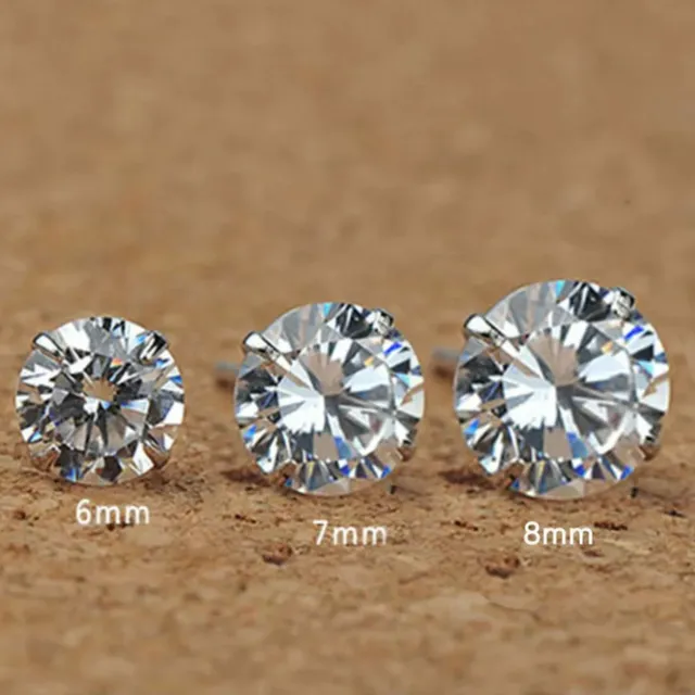 New 925 Sterling Silver Stud Earrings Pack for Women Sets for Men Cubic Zirconia