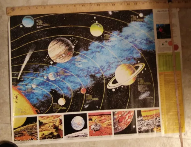 Vtg 1980s RAND MCNALLY UNIVERSAL MAP OF OUTER SPACE, 17x 22.5