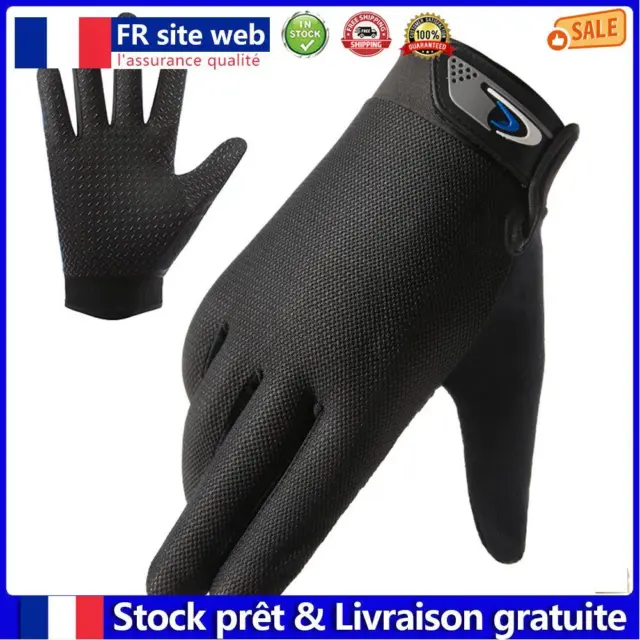 Full Finger Men Gloves Touch Screen Mesh Sports Cycling Hand Gloves (Black) fr