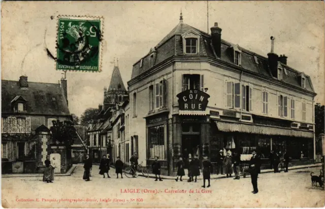 CPA AK Laigle Orne - Carrefour de la Gare (800312)