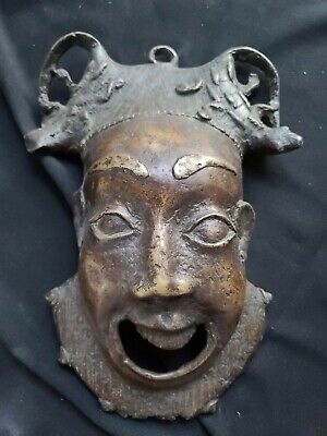 Bamileke Cast Bronze Mask Cameroon African Art Tribal Mud 20th Century