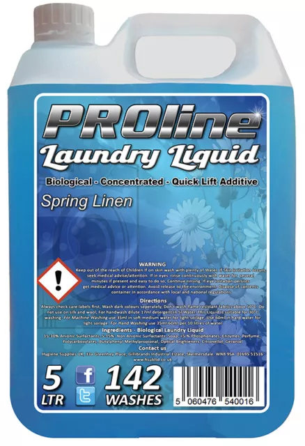 Premium Bio Spring Linen Laundry Liquid / Detergent 5ltr (142 WASHES) Proline