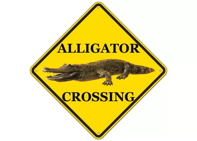 Funny Metal Warning Alligator Crossing XING Tin Sign Wall Décor Man Cave Bar ...