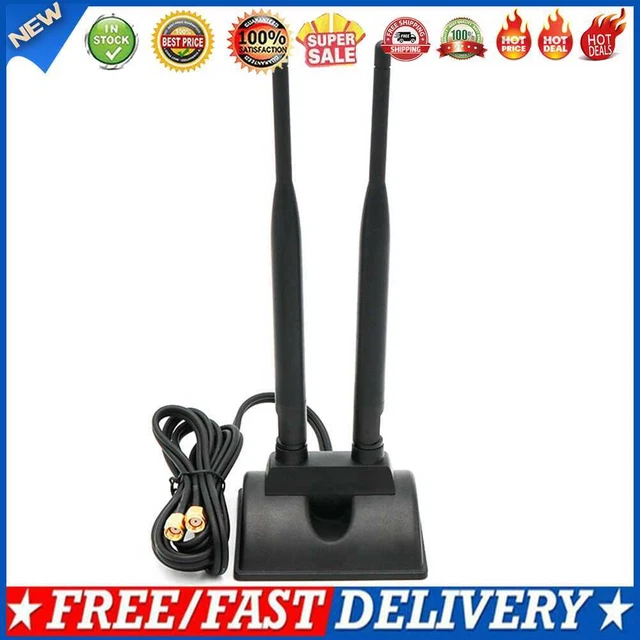 Dual Band WiFi Router Dual RP-SMA Male Signal Booster Antenna Network Amplifier