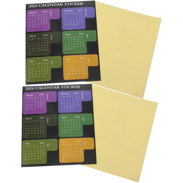4 SETS 2024 Full Year Calendar Index Label Sticker 4pcs/set Stickers