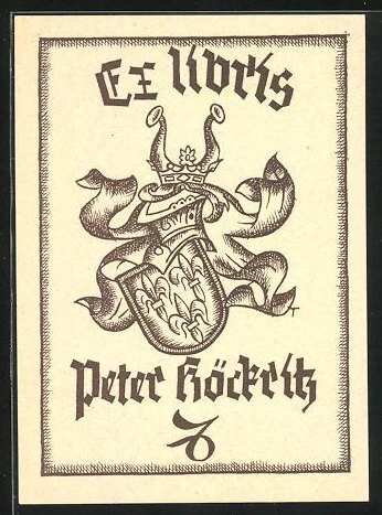 Exlibris Peter Röckritz, Wappen mit Ritterhelm