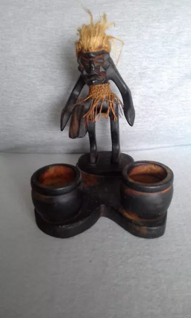 Primitive Hand Carved Wooden Bali / Java  / African /  Tribal Sculpture Bowls