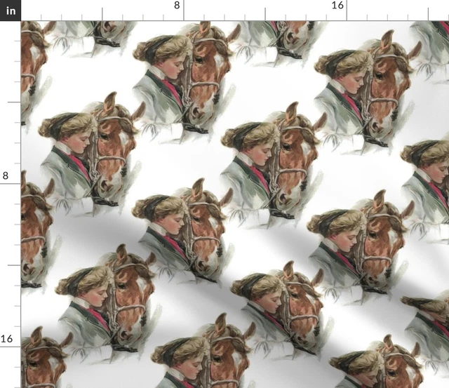 Horse Horses Equestrian Girl Victorian Edwardian Spoonflower Fabric by the Yard