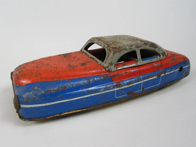 Voiture Ancienne Memo 306 - Tôle Lithographiée Bleue - France 1955 - 28,6 Cm