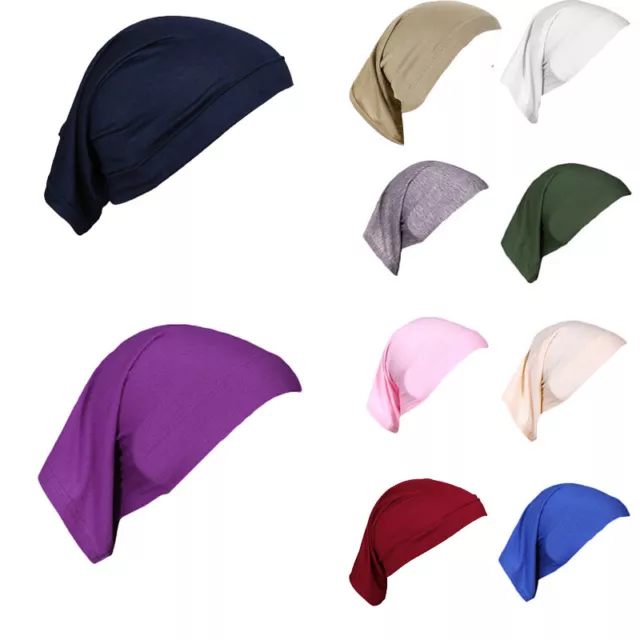 Stretchy Unisex Muslim Headscarf Solid Headscarf Cap Square Scarves Handkerchief