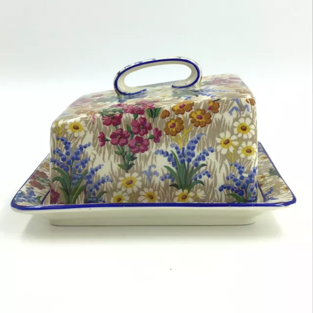 Vintage Grimwades Royal Winton Ivory Marguerite Chintz Butter Cheese Dish Cover