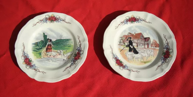 2 assiettes SARREGUEMINES OBERNAI anciennes diamètre 20,5
