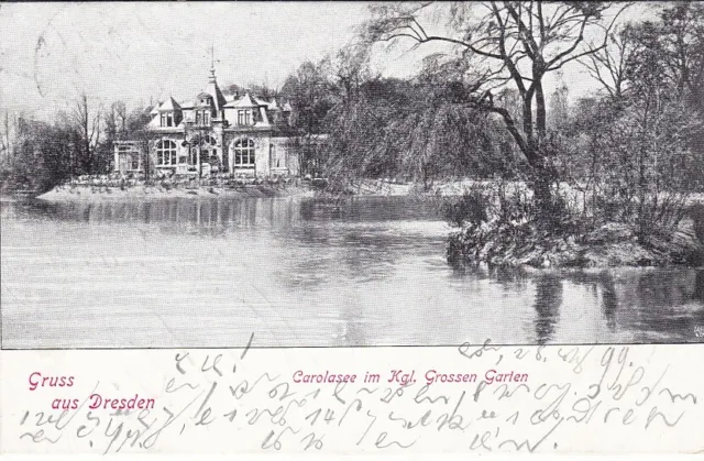 uralte AK Dresden Carolasee im königlichen Großen Garten 1899 //58