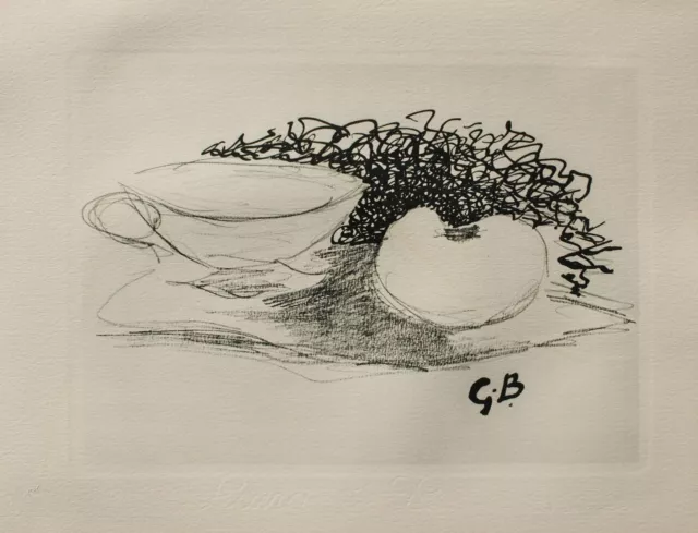 Georges BRAQUE : Nature morte au compotier,  GRAVURE signée, 1950 2